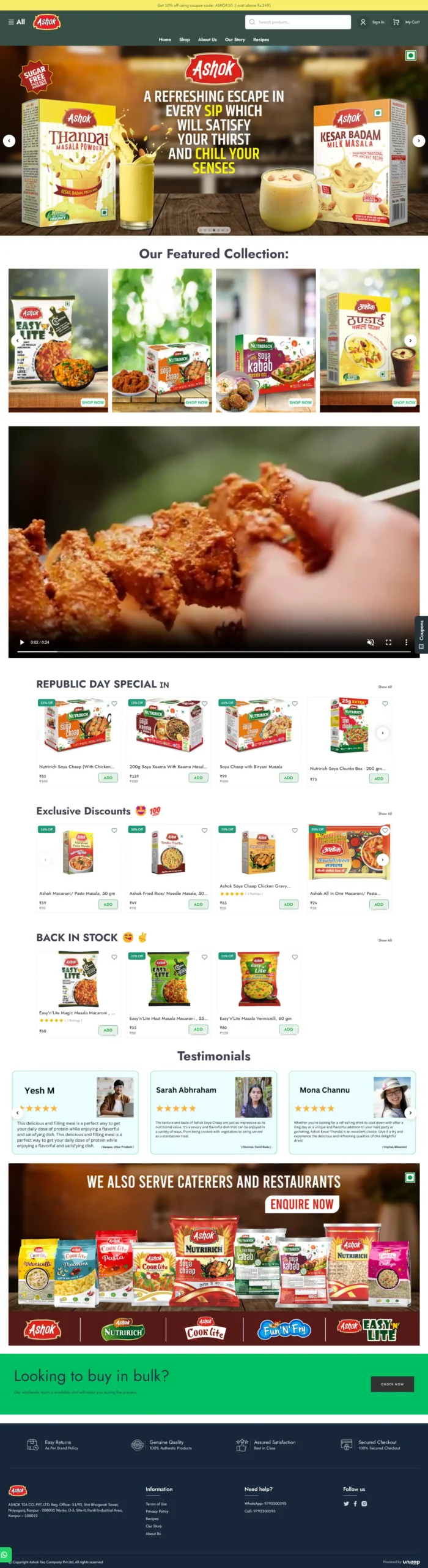 Digital commerce experience for Ashok's packaged food portfolio
